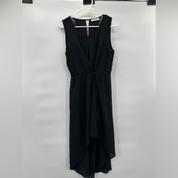 Patricia Luca black sleeveless hi low dress with cinched waist size M - Picture 1 of 11